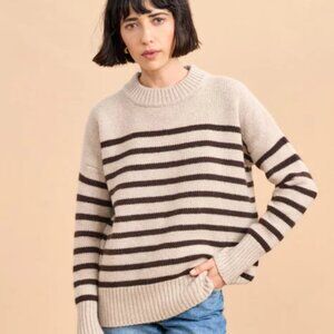 La Ligne Marin Sweater in Tan and Chocolate Brown Stripe